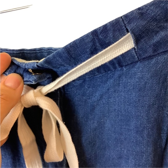 Wilfred Aritzia Allegra Shorts Tie Waist Chambray Linen Size 6 - Picture 5 of 10